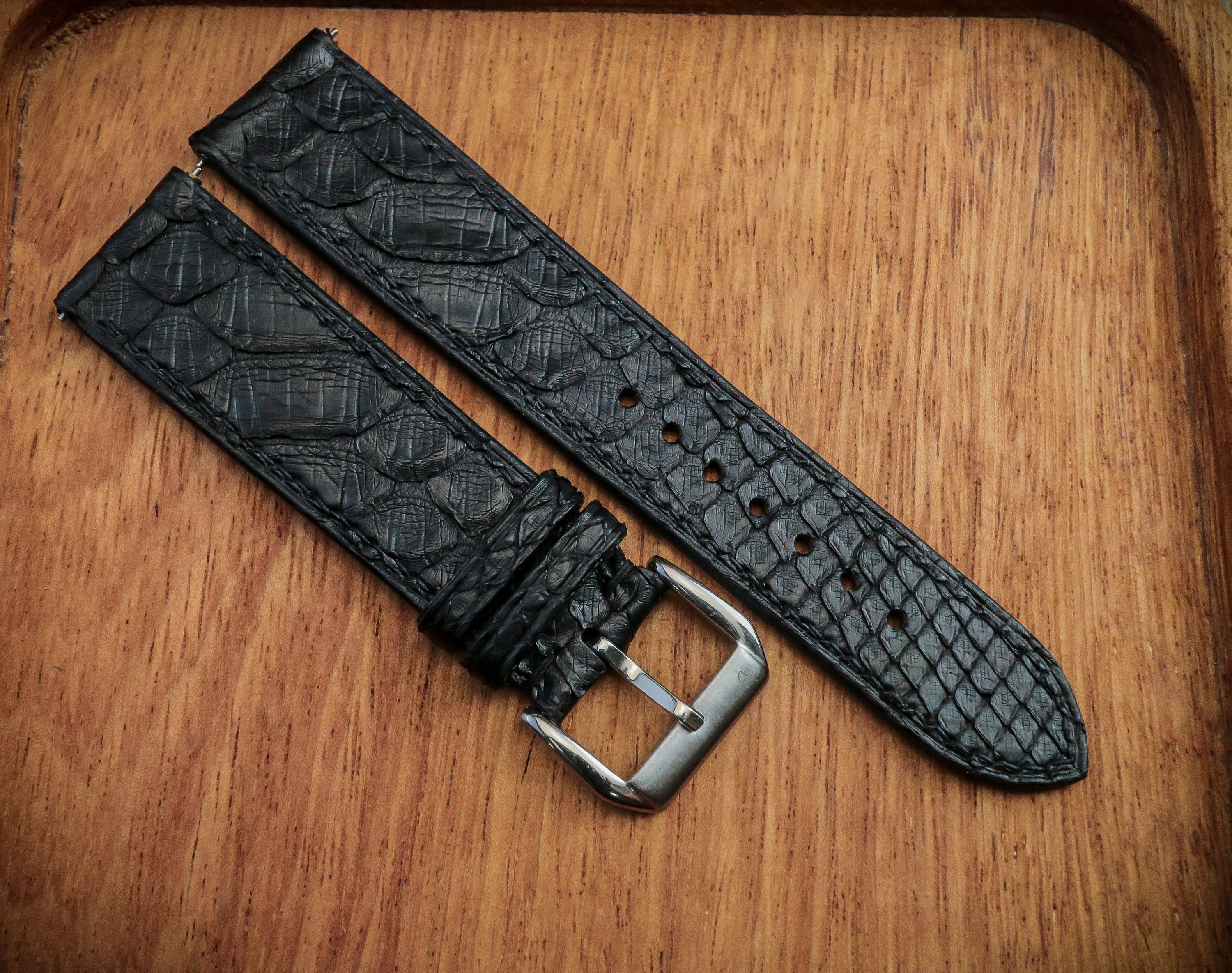 black leather strap