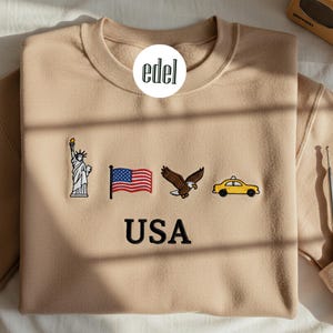 Embroidered USA Crewneck Sweatshirt, Patriotic American Flag Shirt, Cowboy Western 4th of July Crewneck, Vintage Freedom Sweatshirt
