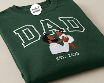 Embroidered Dad Sweatshirt, Custom Father Shirt with Embroidered Photo, Personalized Dad Gift, Custom Embroidery T-shirt for Him Husband