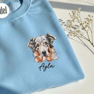 Custom Dog Face From Photo Embroidered Sweatshirt, Personalized Pet Hoodie, Pet Portrait Gift, Dog Cat Memorial Gift, Custom Pet Cartoon