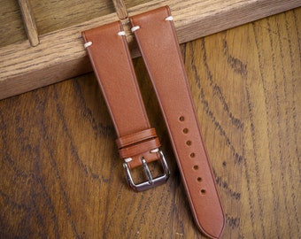 Cognac Veg Tan Leather Handmade Watch Strap/Quick Release Watch Strap/Cow Leather Watch Strap/Custom Leather Watch Band/21mm/20mm/19mm/18mm