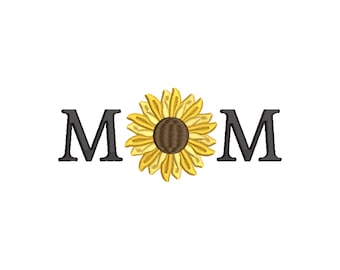 Mom zonnebloem borduurmachinebestand, Floral Mama Design (4 maten, direct downloaden)
