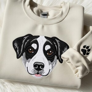 Custom Dog Hoodie Embroidered Dog Name, Personalized Pet Face Sweatshirt from Your Photo, Varsity Sweatshirt,Gifts for Dog Lover