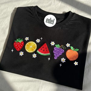Cute Fruit Embroidered Cottagecore Strawberry Shirt, Lemon Citrus Tshirt, Summer Time Tee, Tropical Summer Vacation Shirt for Garden Lovers