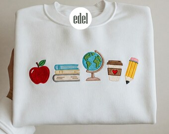 Teacher Icon Embroidered Sweatshirt, Personalized Teacher Gift, Cute Back to School Crewneck, Teacher Appreciation Pullover for Teacher