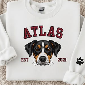 Custom Dog Hoodie Embroidered Dog Name, Personalized Pet Face Sweatshirt from Your Photo, Varsity Sweatshirt,Gifts for Dog Lover