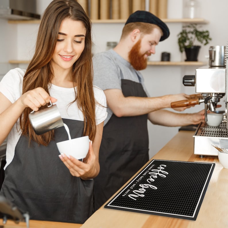 Coffee Bar Mat, Funny Coffee Accessory - Non Slip PVC Bar Mat, Coffee Bar Decor, Barista Gift, Countertop Protector, (18x12) image 5