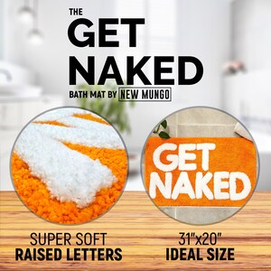 Get Naked Bath Mat, Orange Tufted Bathroom Rug - Non Slip, Machine Washable, Apartment Decor, (31x20) afbeelding 2