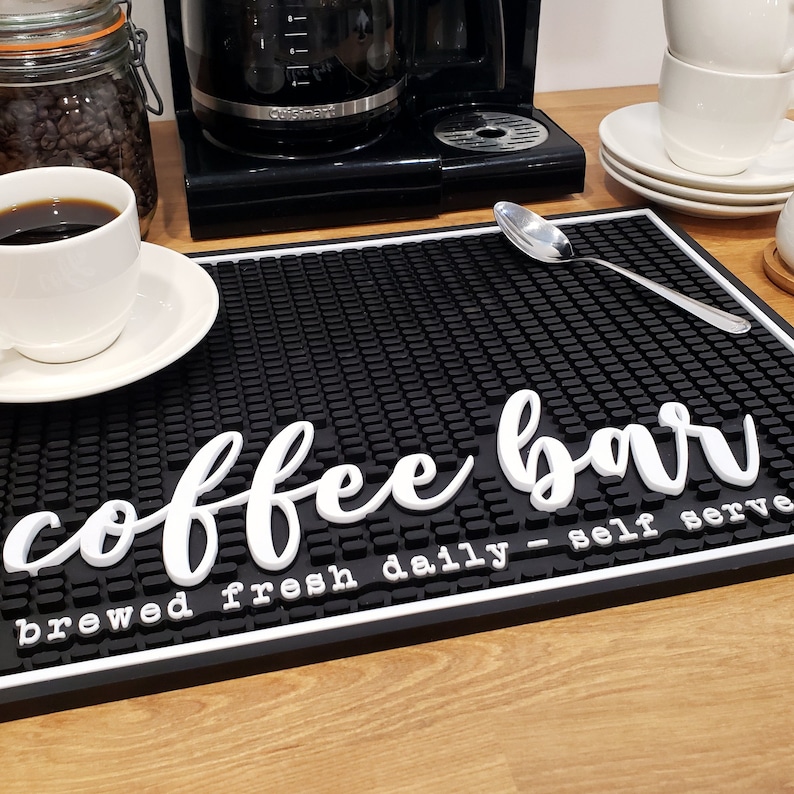 Coffee Bar Mat, Funny Coffee Accessory - Non Slip PVC Bar Mat, Coffee Bar Decor, Barista Gift, Countertop Protector, (18x12) image 4