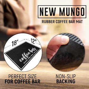 Coffee Bar Mat, Funny Coffee Accessory - Non Slip PVC Bar Mat, Coffee Bar Decor, Barista Gift, Countertop Protector, (18x12) image 2