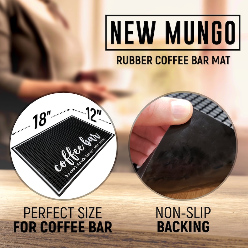 Coffee Bar Mat, Funny Coffee Accessory - Non Slip PVC Bar Mat, Coffee Bar Decor, Barista Gift, Countertop Protector, (18x12) image 2