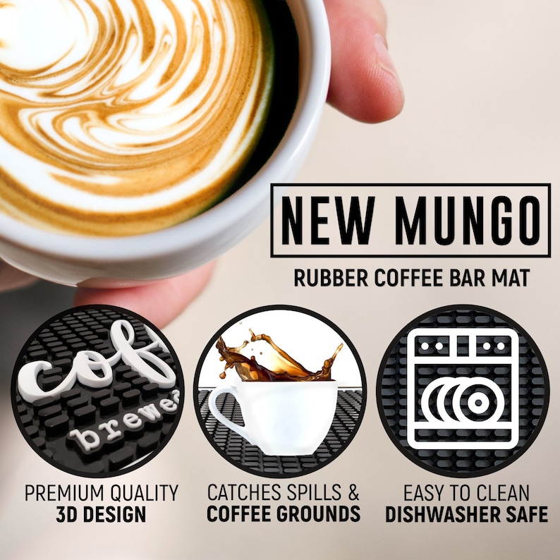 Coffee Bar Mat, Funny Coffee Accessory - Non Slip PVC Bar Mat, Coffee Bar Decor, Barista Gift, Countertop Protector, (18x12) image 3