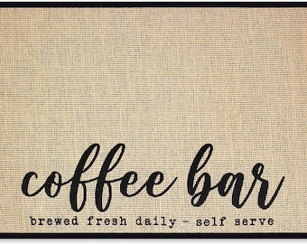New Mungo Coffee Bar Mat - Coffee Bar Decor for Coffee Station - Coffee Bar Accessories for Coffee Decor - Brewed Fresh Daily Self Serve...