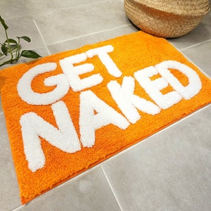 Get Naked Bath Mat, Orange Tufted Bathroom Rug - Non Slip, Machine Washable, Apartment Decor, (31x20) afbeelding 5