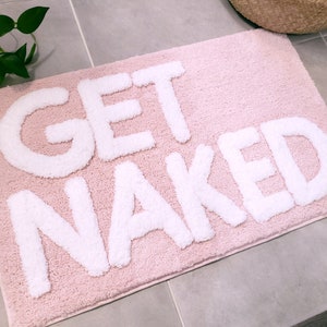 Get Naked Bath Mat, Blush Pink Tufted Bathroom Rug - Non Slip, Machine Washable, Apartment Decor, (31x20) image 5