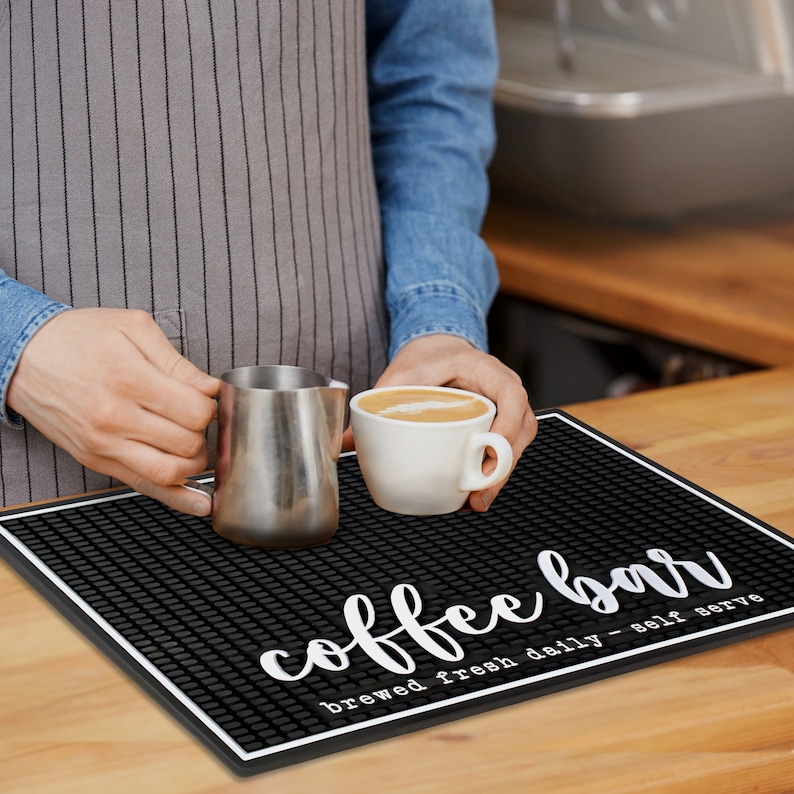 Coffee Bar Mat, Funny Coffee Accessory - Non Slip PVC Bar Mat, Coffee Bar Decor, Barista Gift, Countertop Protector, (18x12) image 6