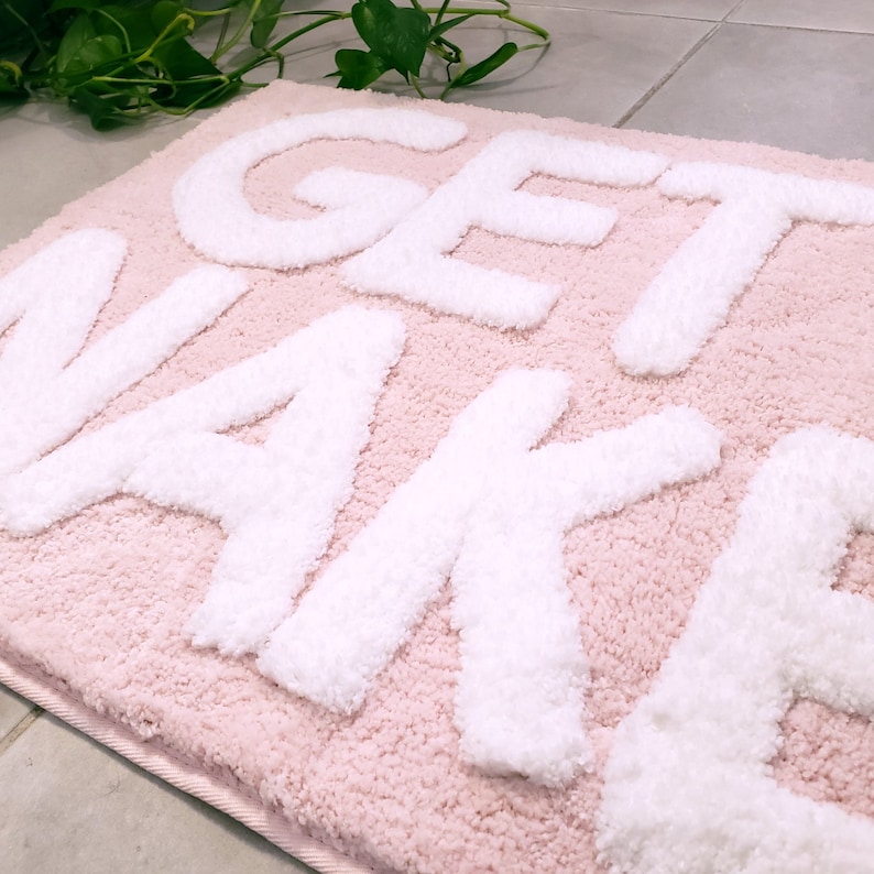Get Naked Bath Mat, Blush Pink Tufted Bathroom Rug - Non Slip, Machine Washable, Apartment Decor, (31x20) image 4