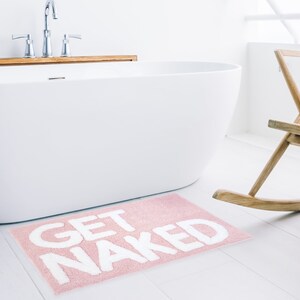 Get Naked Bath Mat, Blush Pink Tufted Bathroom Rug - Non Slip, Machine Washable, Apartment Decor, (31x20) image 6