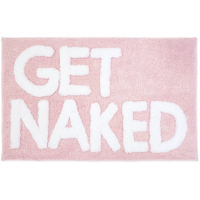 Get Naked Bath Mat, Blush Pink Tufted Bathroom Rug - Non Slip, Machine Washable, Apartment Decor, (31x20) image 7