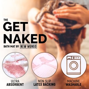 Get Naked Bath Mat, Blush Pink Tufted Bathroom Rug - Non Slip, Machine Washable, Apartment Decor, (31x20) image 3