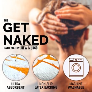 Get Naked Bath Mat, Orange Tufted Bathroom Rug - Non Slip, Machine Washable, Apartment Decor, (31x20) afbeelding 3