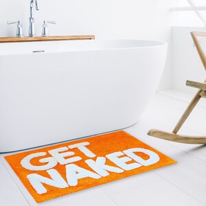 Get Naked Bath Mat, Orange Tufted Bathroom Rug - Non Slip, Machine Washable, Apartment Decor, (31x20) afbeelding 4