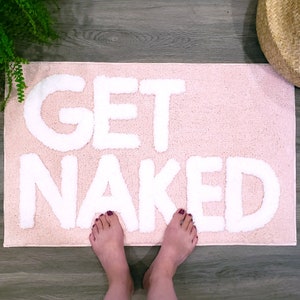 Get Naked Bath Mat, Blush Pink Tufted Bathroom Rug - Non Slip, Machine Washable, Apartment Decor, (31x20) image 1