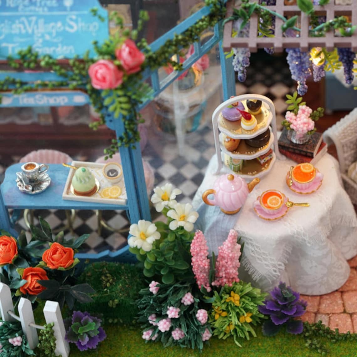 DIY Dollhouse Miniature Rose Garden Tea House/cake Shop With Etsy