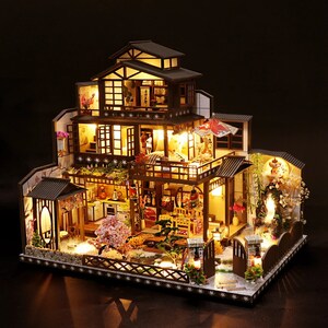 Villa Puppenhaus Möbel Led-Licht DIY Holz Mini Puppenhaus Assemble Spielzeug 
