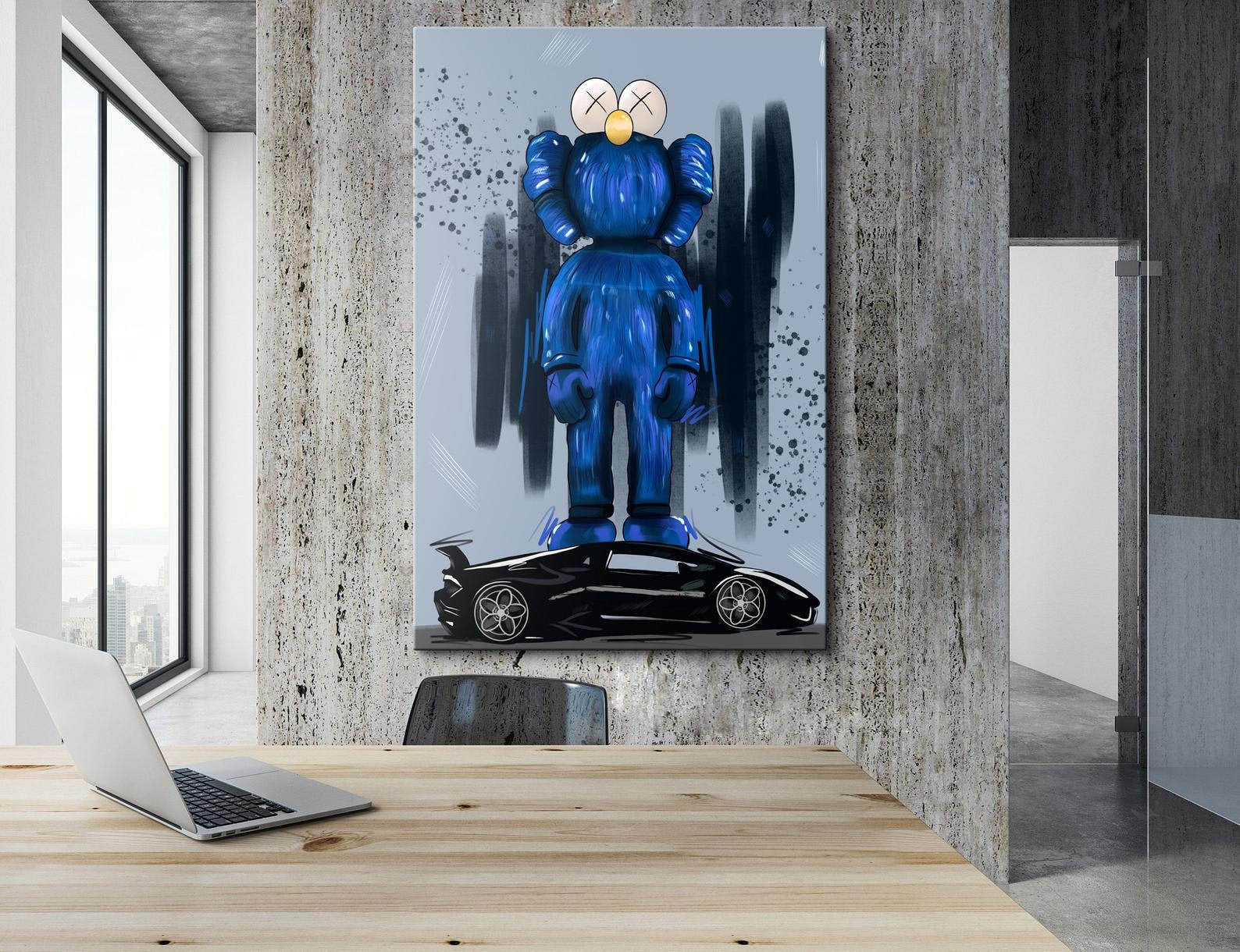 KAWS CANVAS PAINTING Kaws Print Kaws Modern Wall Art Etsy