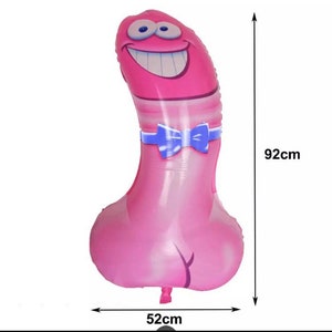 GLOBO PENE GIGANTE (92x52cm) con pajarita azul - gallina de ducha nupcial hacer despedida de soltera hacer despedida de soltero cumpleaños valentines