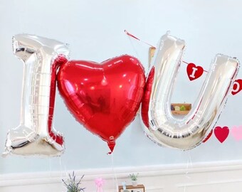 16 INCH - I love U mariage big letter heart balloon wedding decoration valentine's day foil balloons air helium balloon party supplies