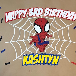 Spidey Custom Birthday Banner 36x48 | Personalized Party Banner | Photo Banner image 3