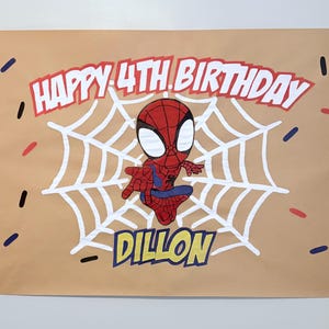 Spidey Custom Birthday Banner 36x48 | Personalized Party Banner | Photo Banner image 2