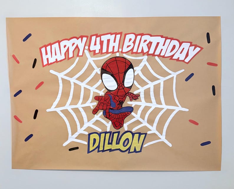 Spidey Custom Birthday Banner 36x48 | Personalized Party Banner | Photo Banner image 2