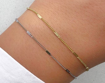 Filigree Stainless Steel Chain Bracelet: 14K Gold & Silver