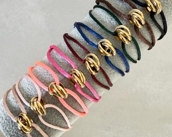 Armband med satinsnöre i guld, justerbara minimalistiska smycken, spänne i rostfritt stål