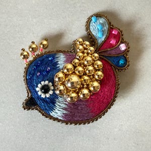 Mini Vogel Brosche Handgemacht