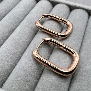 925 Silber Square Ohrringe, Quadrat Ohrringe, Quadrat Huggies, Eckige Ohrringe, Square Hoops, RoseGold Creolen, Minimalistische Creolen
