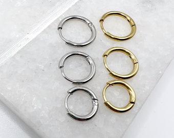 Ensemble de boucles d'oreilles en acier inoxydable : or et argent Huggies