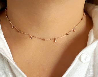 Collana satellitare in argento sterling 925 e oro rosa - 45 cm