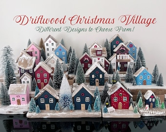 Handmade Driftwood Christmas Village: Rustic Holiday Cottage Decor
