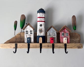 Driftwood Coastal Village Key Holder: Coastal Entryway Organizer