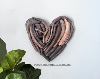 Handmade Driftwood Heart Wall Art 16" Wooden Heart Sculpture
