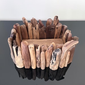 Handmade Driftwood Rectangular Bowl: Rustic Tabletop Centerpiece