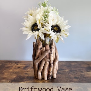 Treibholz Vase Pflanzenhalter, Treibholz Herzstück, Treibholz Kerzenhalter, handgemachte rustikale Dekoration
