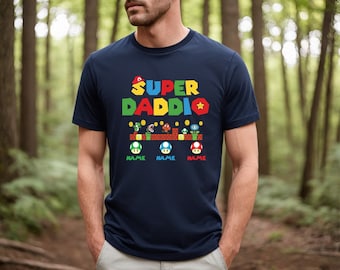 Personalized Super Daddio Shirt, Kids Name Dad Shirt, Father's Day Gift Shirt for Dad, Super Dad Gamer Daddy Shirt