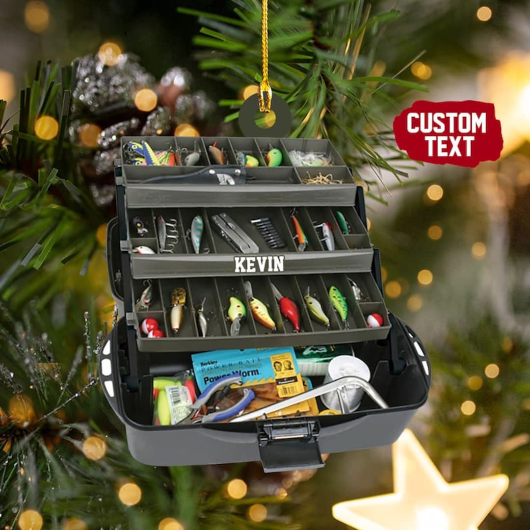 Personalized Fishing Tackle Box Ornament, Gifts For Dad (2D Flat