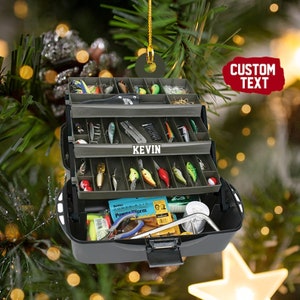 Personalized Fishing Flat Christmas Ornament, Fisher Acrylic Orrnament, Fishing Christmas Tackle Box Christmas, Gift For Fishing Lover