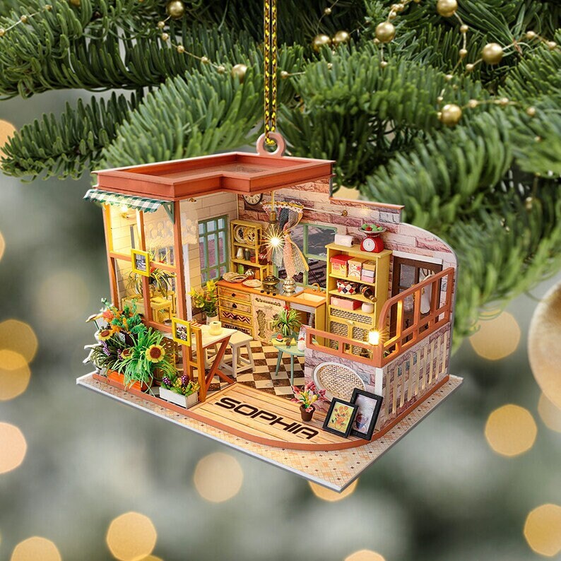 Personalized Garden House Flat Ornament, Gardening Christmas Ornament